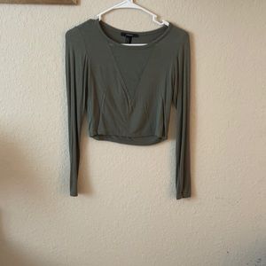 Forever 21 green long sleev crop top